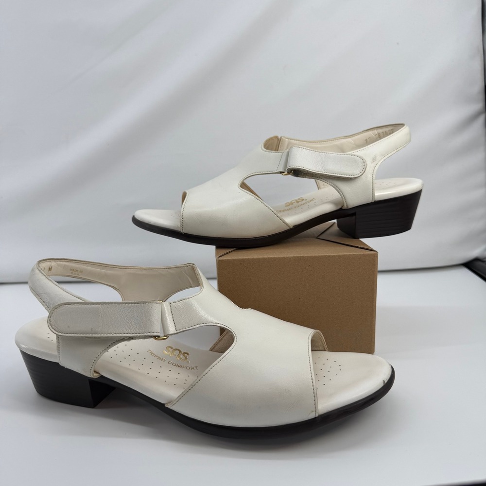SAS Tripad Comfort White Leather Slingback Sandals Womens 11 M Made in USA